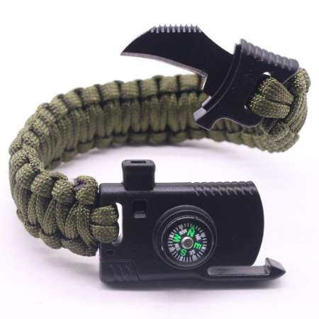 IPRee 4 In 1 EDC Survival Bracelet Outdoor Emergency 7 Core Paracord Whistle Compass Kit