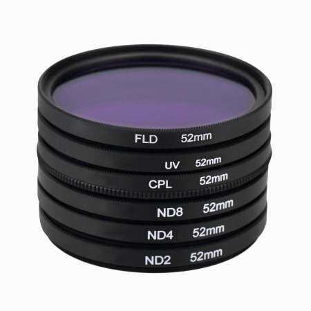 52mm UV + CPL + FLD + Neutral Density ND (ND2 ND4 ND8 Filter Photography Lens Filter Set for Nikon Canon Sony Pentax DSLR