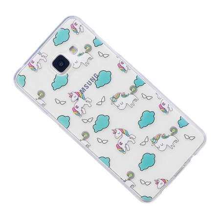 IMD ฟิล์มเคลือบเคสโทรศัพท์นิ่มเคสโทรศัพท์สีกันกระแทก TPU เคสโปร่งใสสำหรับซัมซุงกาแล็คซี่ A5 2016 (เมฆและยูนิคอร์น)