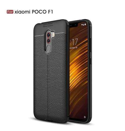 For Xiaomi Mi Pocophone F1 / Poco F1 / PocoF1 Case Luxury Soft Silicon Litchi Striae Leather Case Coque Shock Proof Back Cover
