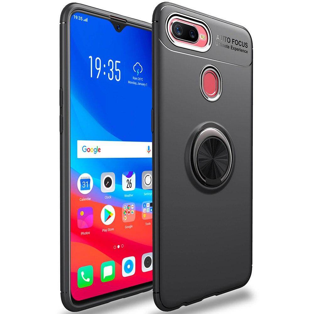 For OPPO F3 F5 F7 F9 F11 Pro A3 A3s A5 A5s A9 2020 Realme 3 5 Pro X Lite XT Phone Case, Luxury Colorful Metal Magnetic Ring Soft Silicone Cover Casing