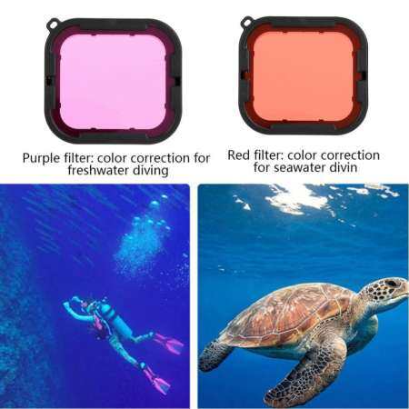 Telesin Underwater Diving Red and Purple Filter for GoPro Hero 5/6 Waterproof Housing