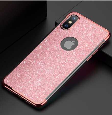 เงาวับบลิงหรูหรานุ่มฝาครอบหลังพีทียูซิลิคอนชุบกันกระแทกเคสโทรศัพท์สำหรับ IPhone X/XS ปลอก