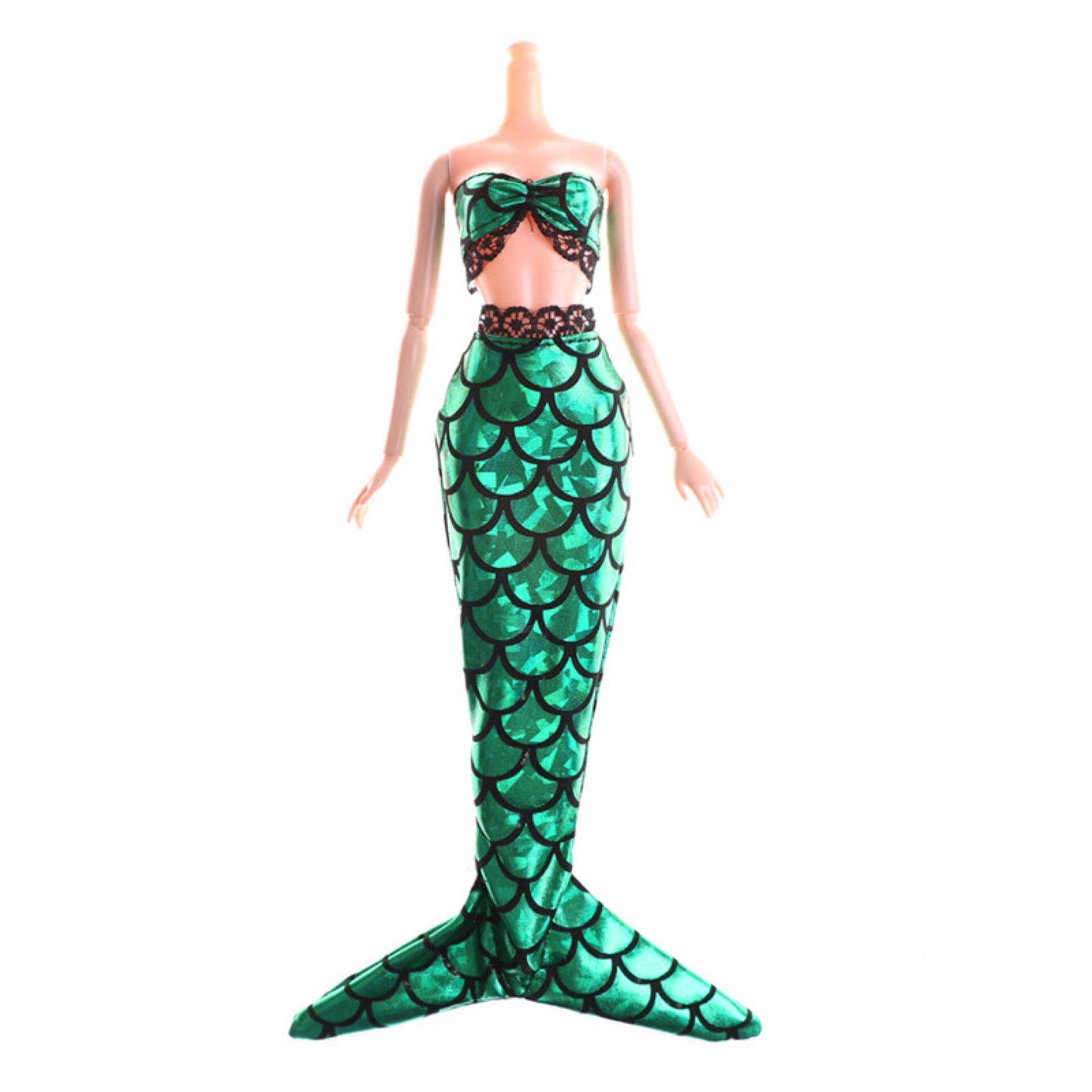 2X//Set Handmade Dolls Party Dress For Doll Mermaid Tail Dress Kid ToyPB