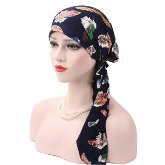 Panda Online Women Indian Muslim Stretch Turban Hat Long Hair Head
