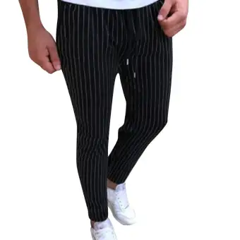 striped drawstring pants mens