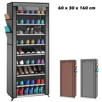 Stackable Shoe Cabinet 10 Tier 9 Column Shoe Rack With Dust Cover