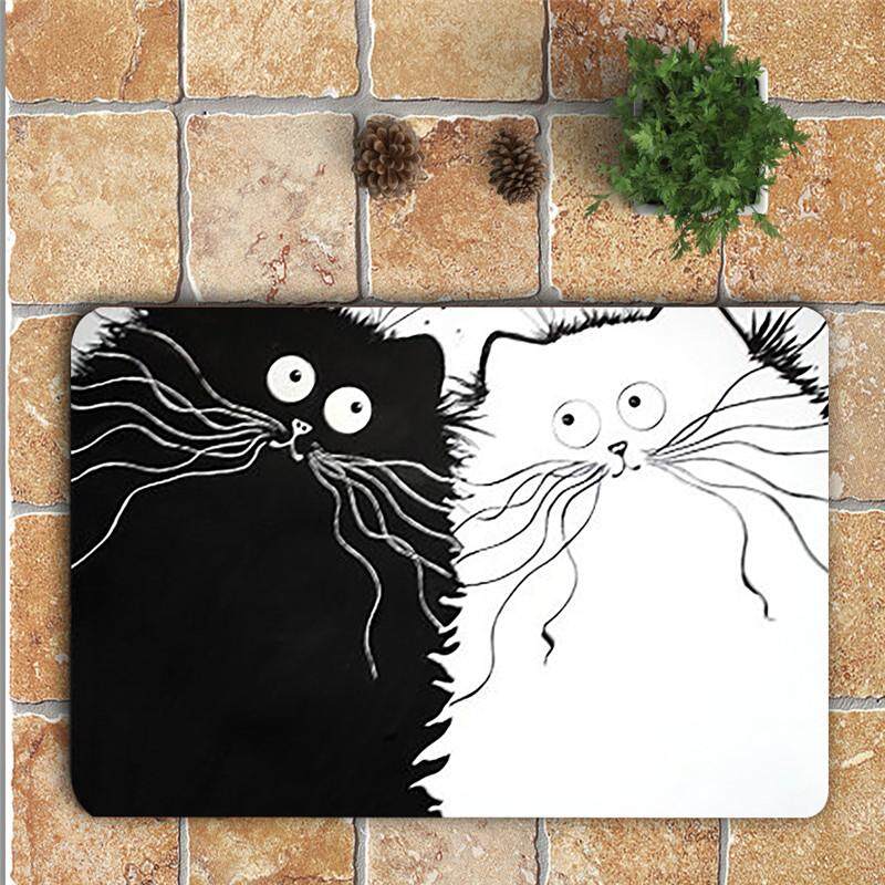 Polyester Love Two Cats Bath Mats 3PCS/Set Toilet Lid Cover Mat Absorbent Floor Rug Carpet Non Slip PVC Bathroom Decor - intl