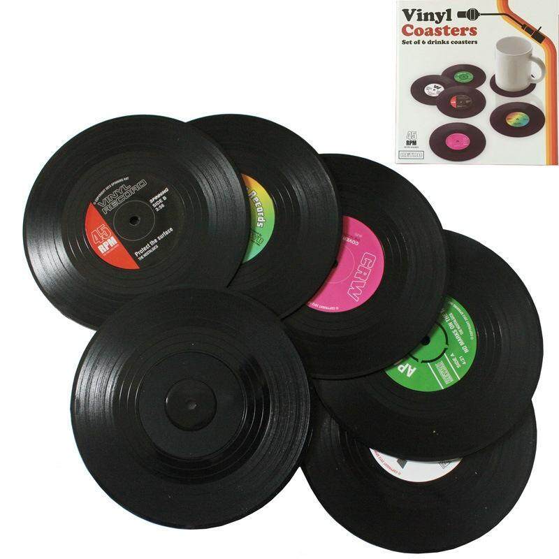 Burstore 6pcs Vinyl CD Album Record Drinks Coasters Bar Table Cup Glass Skid Mat - intl