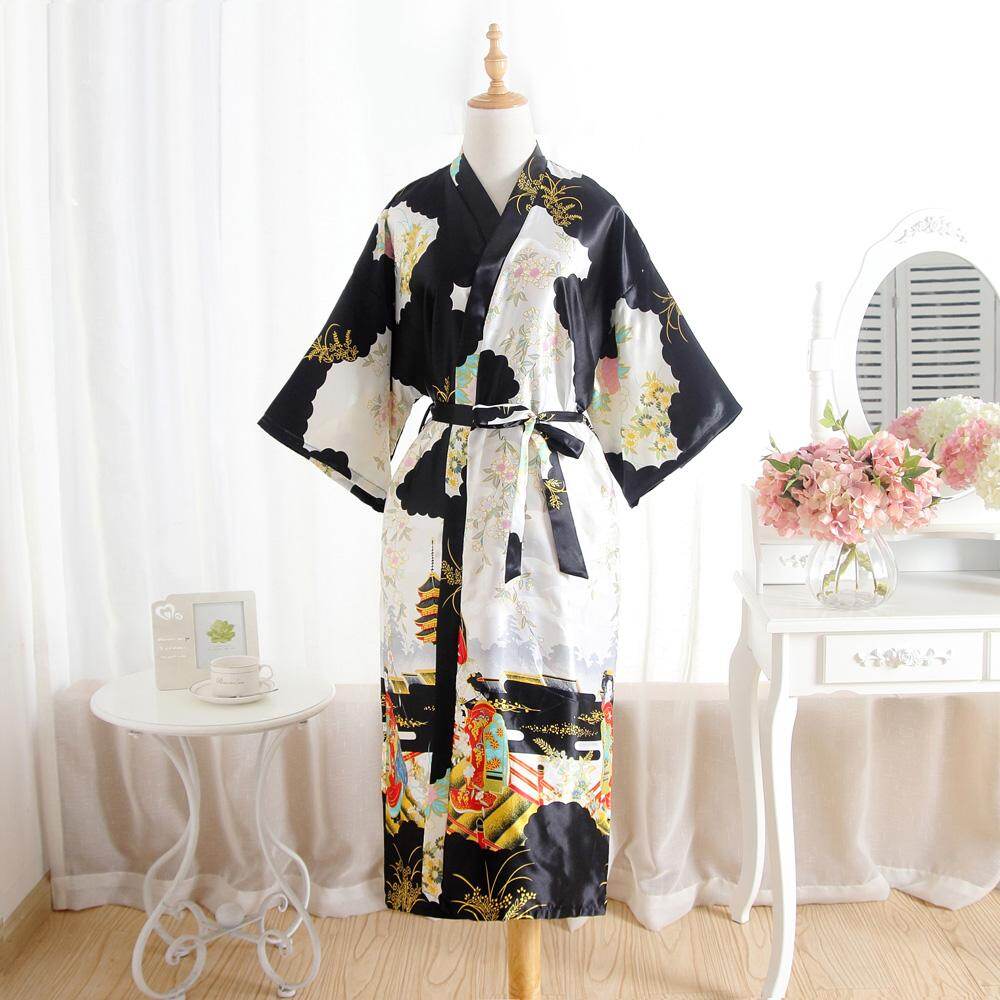 Women Sleepwear Long Satin Bathrobe Bridal Wedding Bride Bridesmaid Kimono Gown Robes