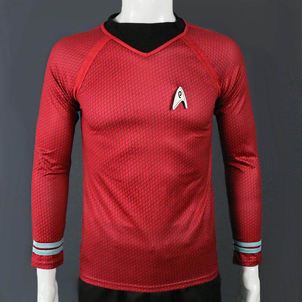 Star Trek in The Dark Captain Kirk Shirt Shape Cosplay Costume Red Blue And Yellow Man Uniform For Helloween Party