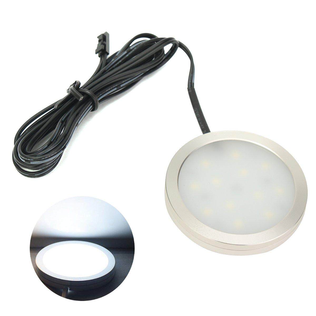 8pcs Kitchen Counter Under Cabinet White LED Light Puck Wireless Remote Dimmer