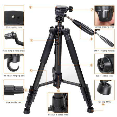 Big House แบบพกพากล้องปรับได้ขาตั้งกล้องสำหรับ Canon Nikon SONY DSLR Professional ขาตั้งกล้อง