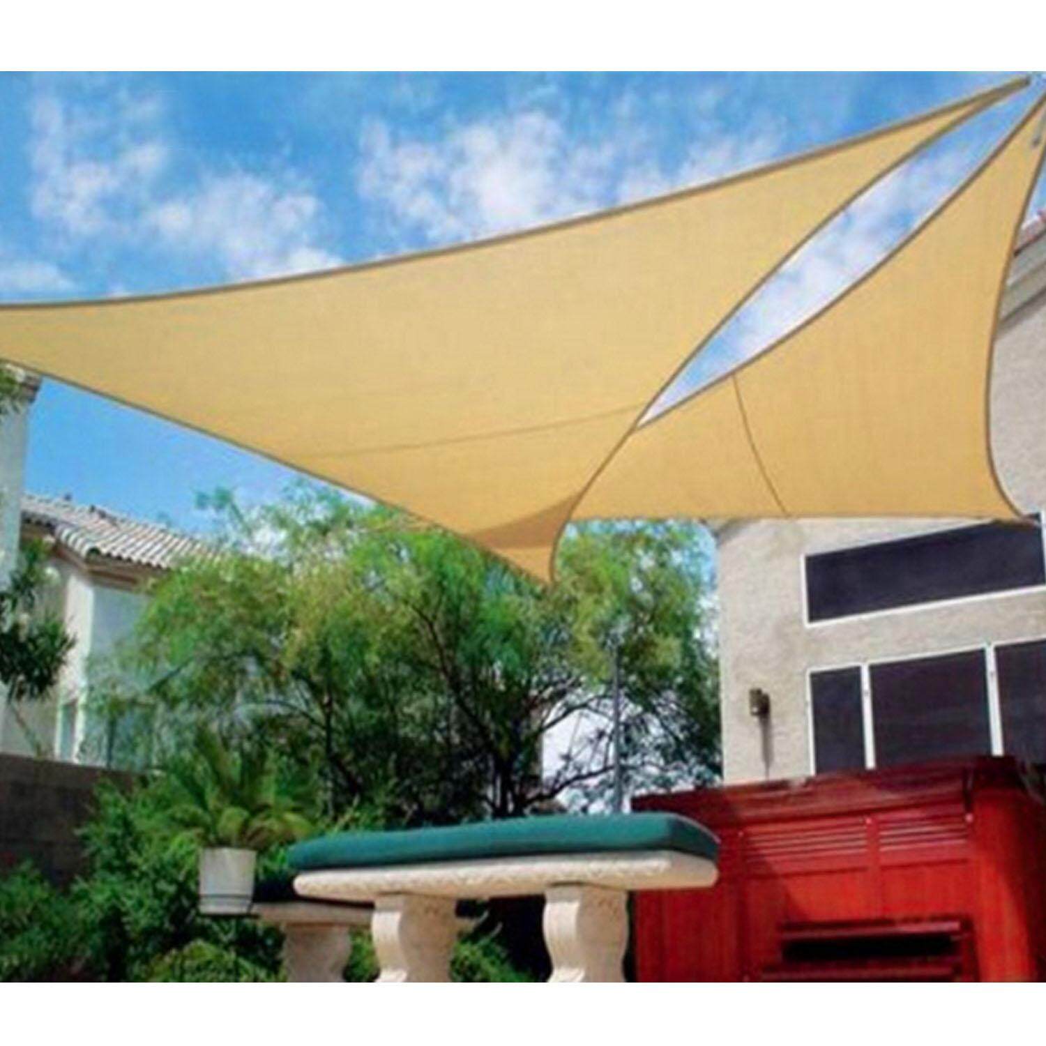 Triangle Waterproof Sun Shade Sail UV Block Fabric Shade Sail with Stainless Steel D ring for Courtyard Parking Lot Patio 3 x 3 x 3m