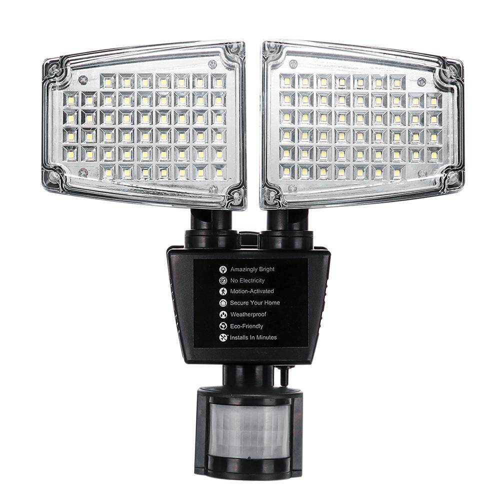 Chạy Bằng năng lượng mặt trời Cảm Biến Chuyển Động Ánh Sáng 800 Lumen 100 Đèn LED Có Thể Điều Chỉnh Đầu IP65 Chống Thấm Nước An Ninh Ngoài Trời Ánh Sáng với Ba Điều Khiển Mặt Đồng Hồ