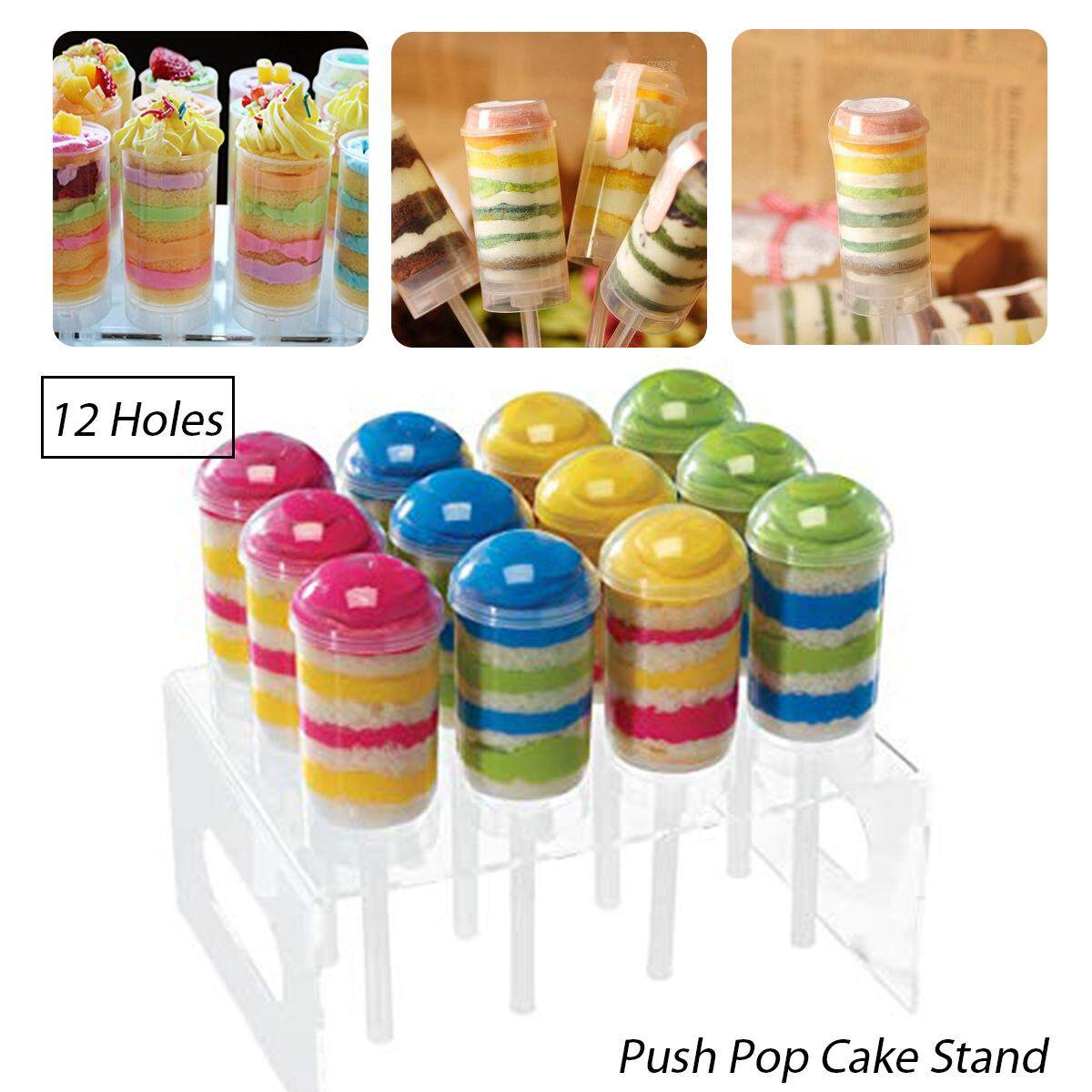 12 lỗ Bánh Push Pop Lollipop Màn Hình Hiển Thị Rõ Ràng Đứng Máy Chủ cho Tiệc