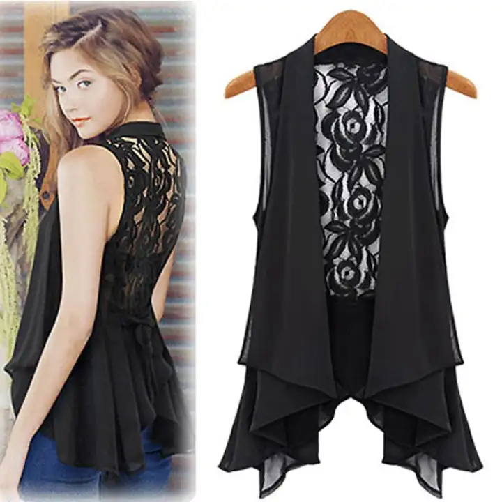 chiffon sleeveless cardigan