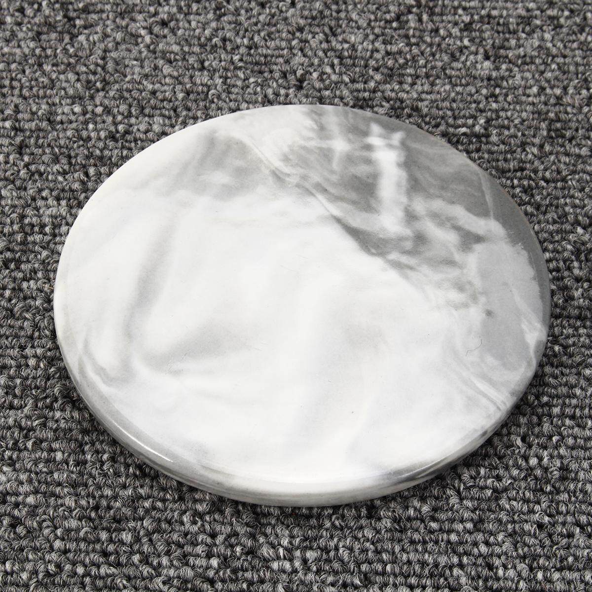 Marble Patterned Decorative Anti-Slip Ceramic Coaster Mat Protect Table Surface#Round