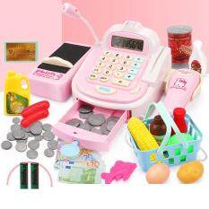 Child supermarket cash register toy girl play house simulation cart shopping cart baby cash register toy set