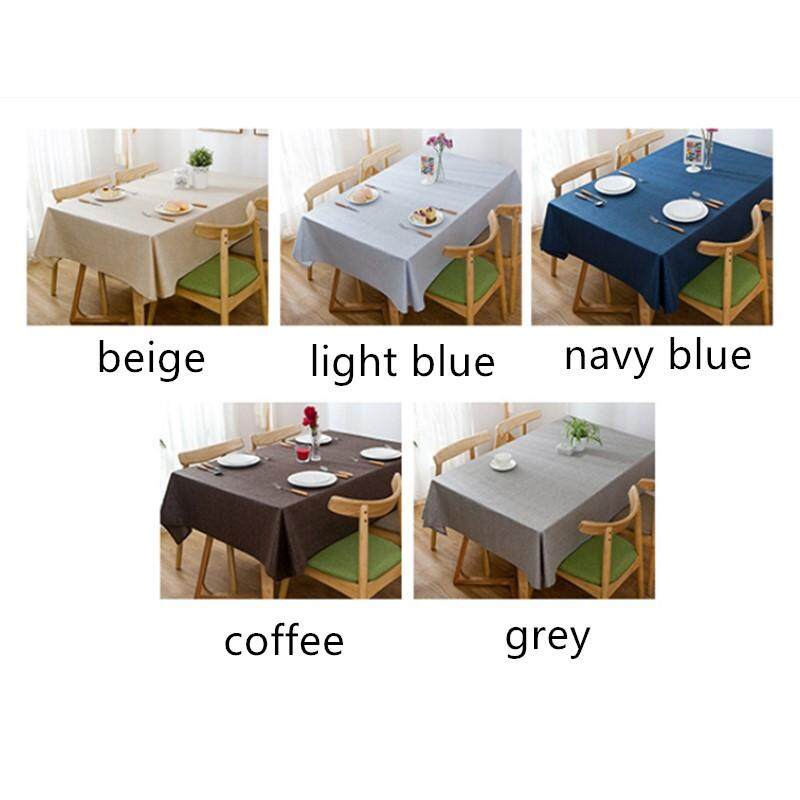 120*160cm Europe Style Waterproof Oilproof Table Cloth Modern Plain Linen Table Cover Outdoor Home Hotel Banquet Desk Cloth - intl