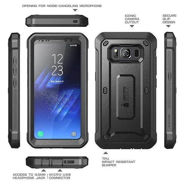 Ốp Cho Samsung Galaxy S8Active Vỏ Ốp Gồ Ghề Toàn Thân SUPCASE Với Bảo Vệ Màn Hình Và Bao Da Kẹp Thắt Lưng