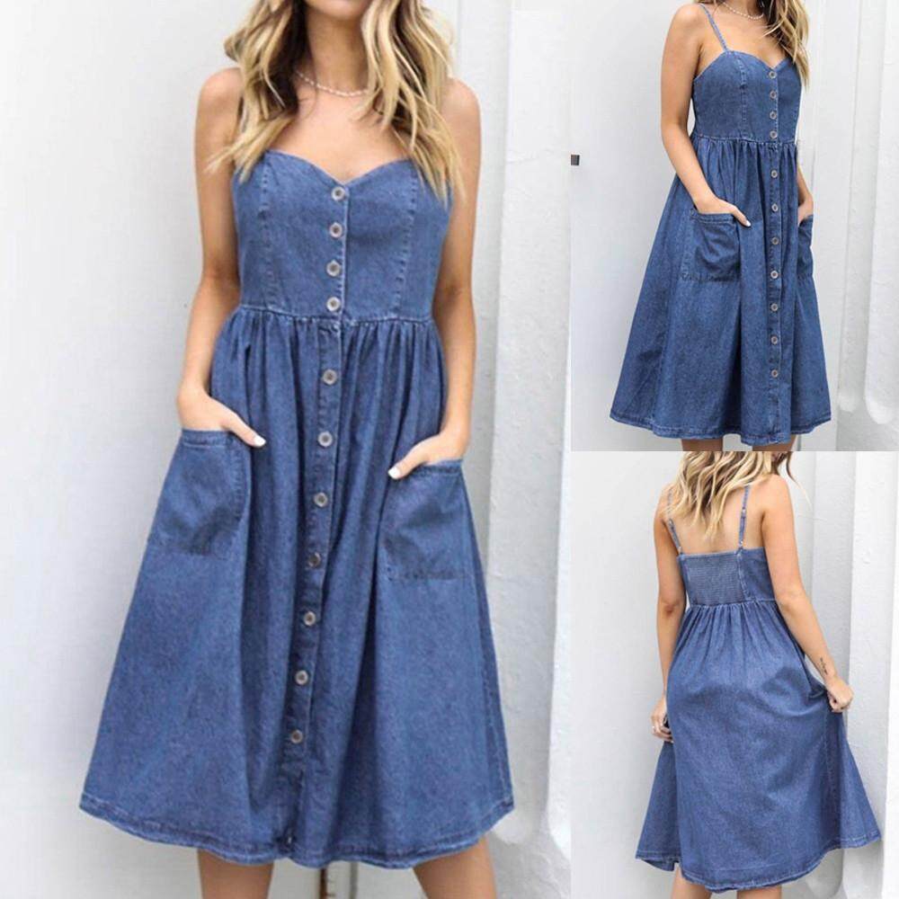 bohemian denim dress