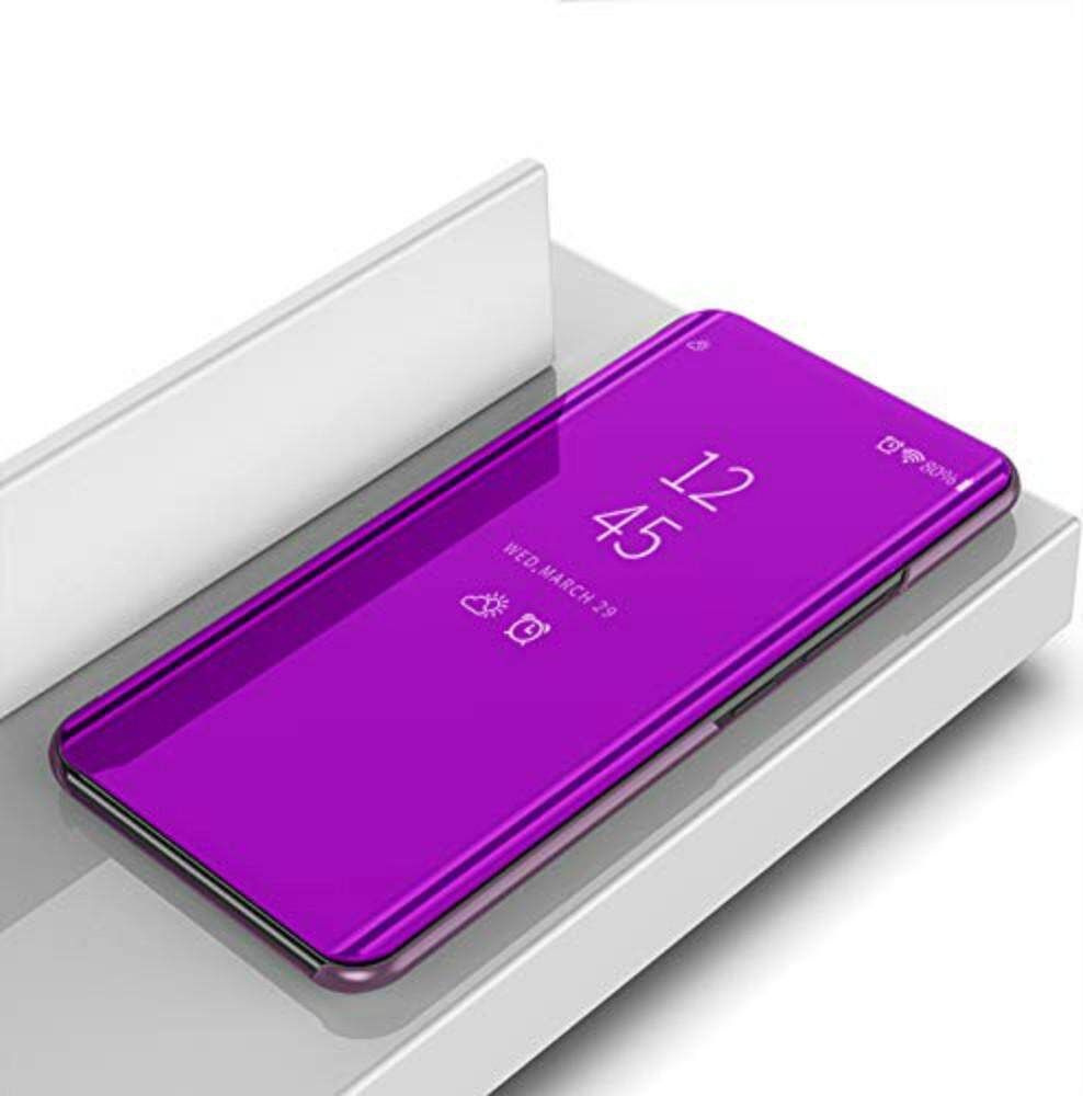 OPPO F9 Case, DuGe Case Clear View Case Berdiri dengan Cermin Plating Flip Case untuk OPPO F9 242646