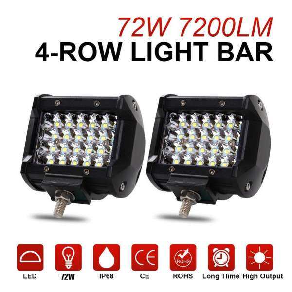 2x4 Inch 72 W LED CREE Công Việc Thanh Ánh Sáng Đèn Ngoài đường Lũ Lái Xe Đèn Sương Mù cho SUV Xe Tải Thuyền 12 V 24 V Jeep ATV