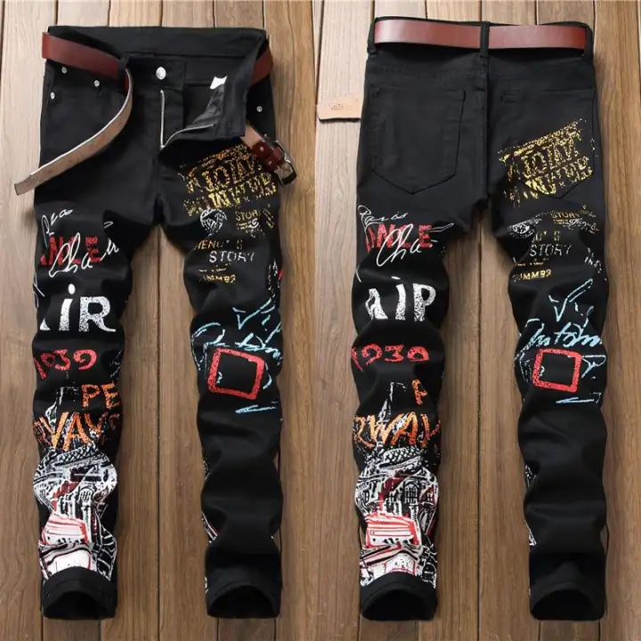 painted black jeans