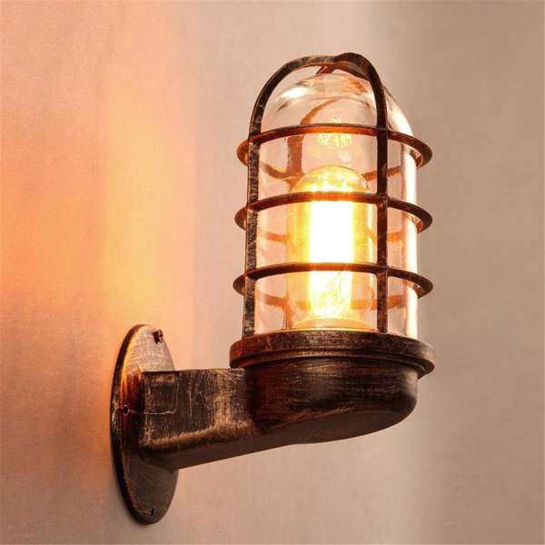 Vintage Công Nghiệp Độc Đáo Đèn Sắt Mộc Mạc Đồng Phong Cách Khoa Học Viễn Tưởng Đèn Sconce