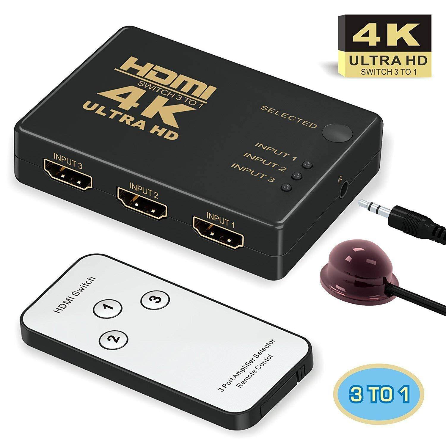 Ports 4K HDMI Switch Selector Switcher Splitter Hub with Remote