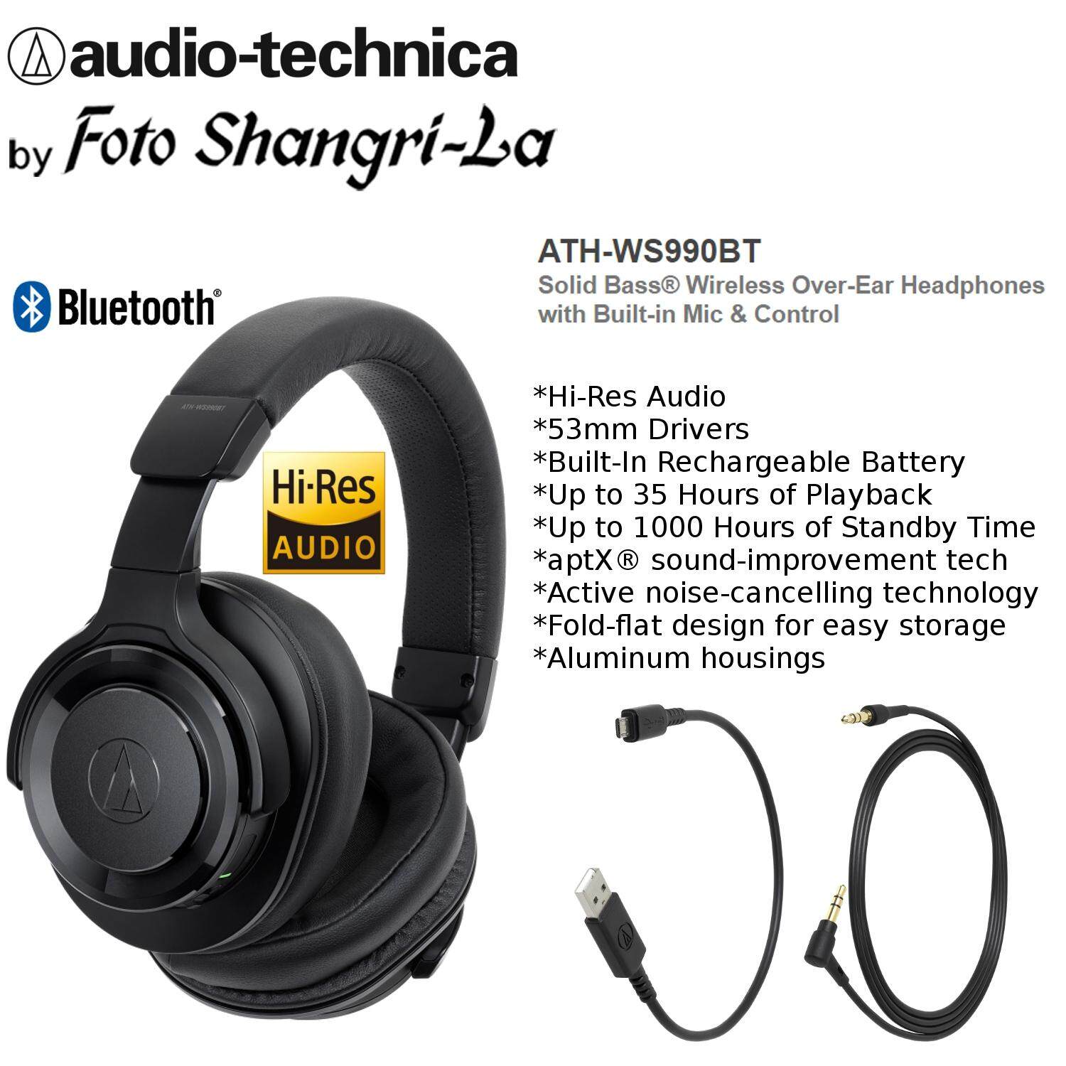 Audio-Technica ATH-WS990BT Solid popular Bass Bluetooth Wireless Over-Ear Headphones