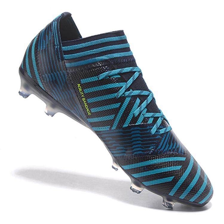 Produk Baru Nemeziz 17.1 FG Sepak Bola Pria/Sepatu Bola Sneaker Rendah Membantu Biru Tua Hitam Mengirim Sepak Bola Khusus Tas-Intl