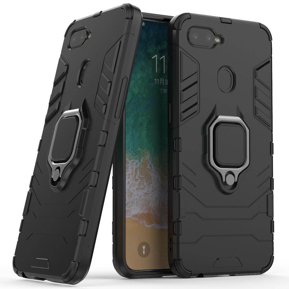 For OPPO F9 Pro Phone Case, Silicone TPU and Hard PC Luxury Armor Shockproof Metal Ring Holder Cover Casing