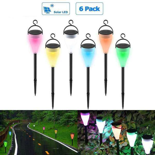 6 Pack Solar Lawn Lights Outdoor Flickering 7 Color LED Waterproof Garden Decorative Multipurpose Landscape Light