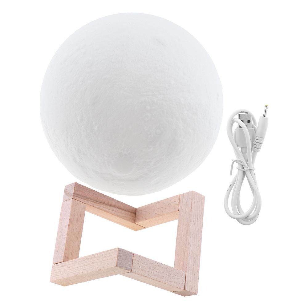 15CM Rechargeable 3D Print Moon Lamp with 2 Color Change Touch Switch Support Long Press The Switch to Adjust The Brightness - intl