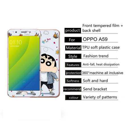 OPPO A59 F1s Multicolor Luxury 3D ภาพวาดฟิล์มแก้ว + กรณี + ผู้ถือแหวนกระจกเทมเปอร์ Case เคสกันกระแทกปกป้องหน้าจอฟิล์มเปลือกอุปกรณ์เสริมมือถือ
