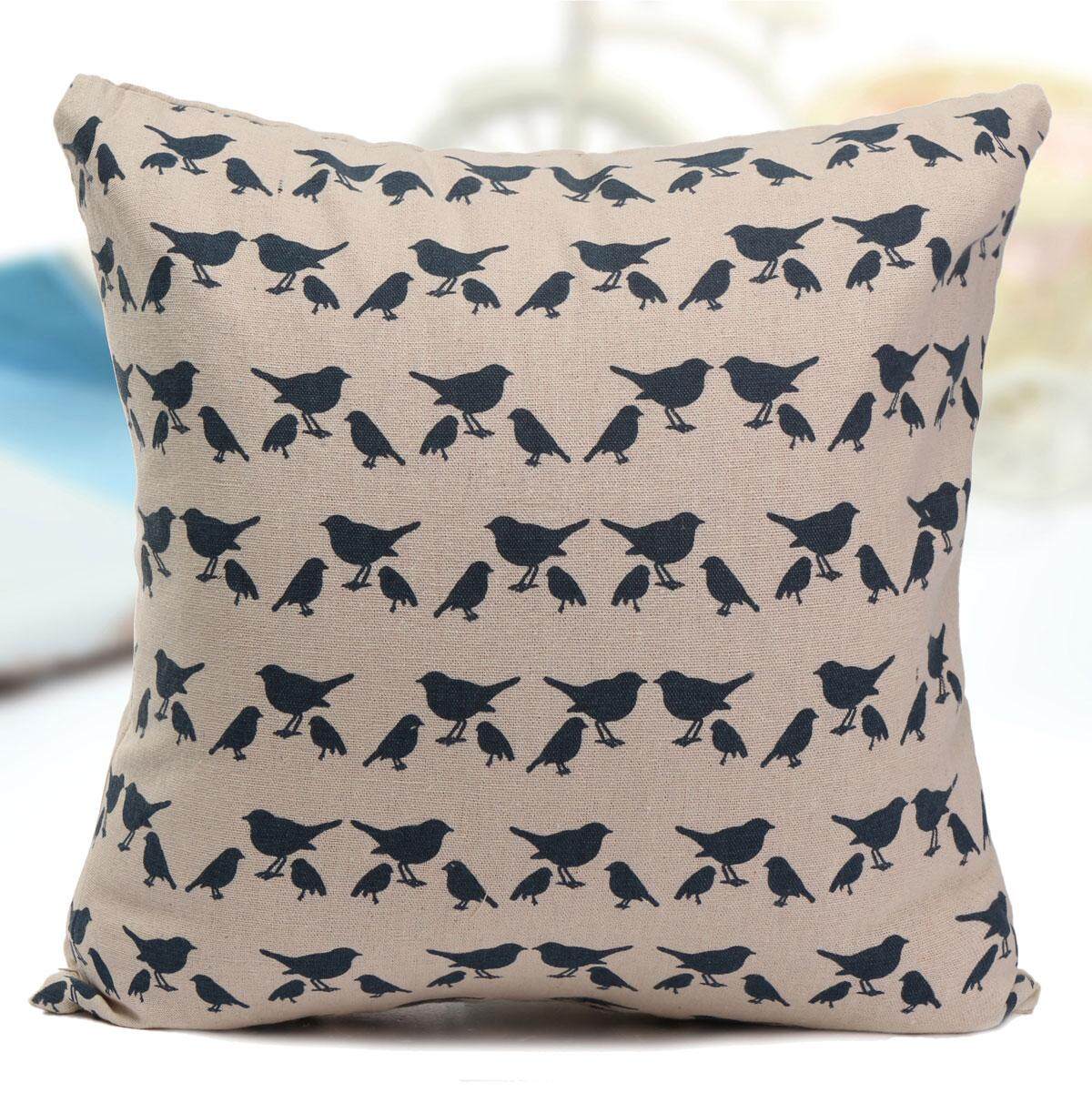 40X40cm Bird Pattern Sofa Cushion Cover Throw Pillow Case Home Decor#Dark Blue