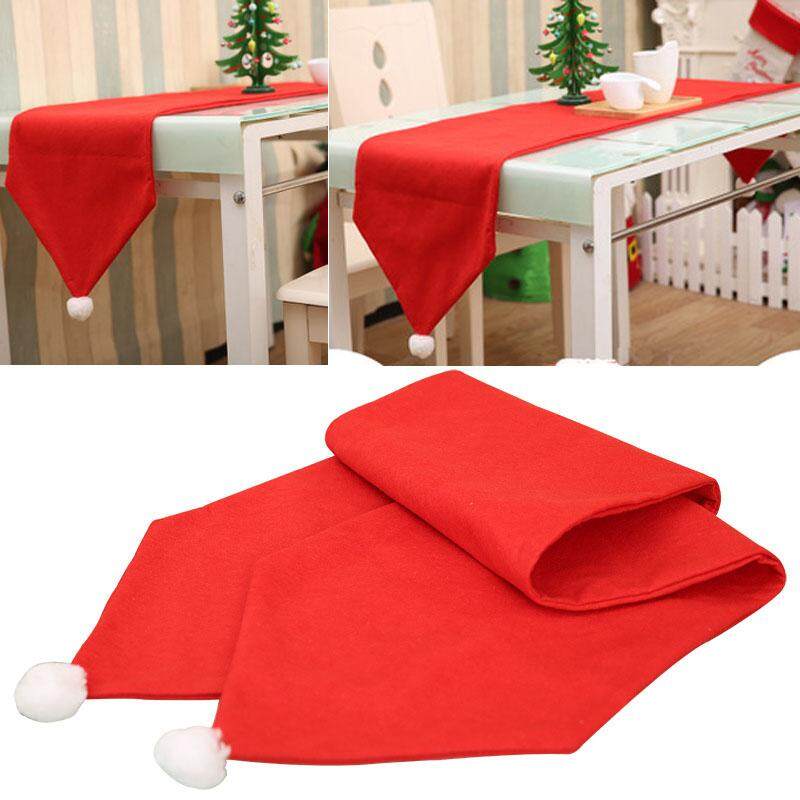 Christmas Table Runner Mat Tablecloth Christmas Flag Home Party Decor Red Table Runners - intl