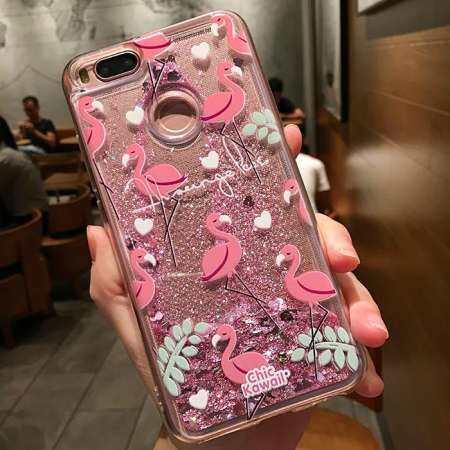 น่ารัก Glitter ของเหลวแบบไดนามิกดูดทรายเคสโทรศัพท์ขวด TPU ซิลิโคนฝาหลังสำหรับ Xiaomi Mi 5X/A1