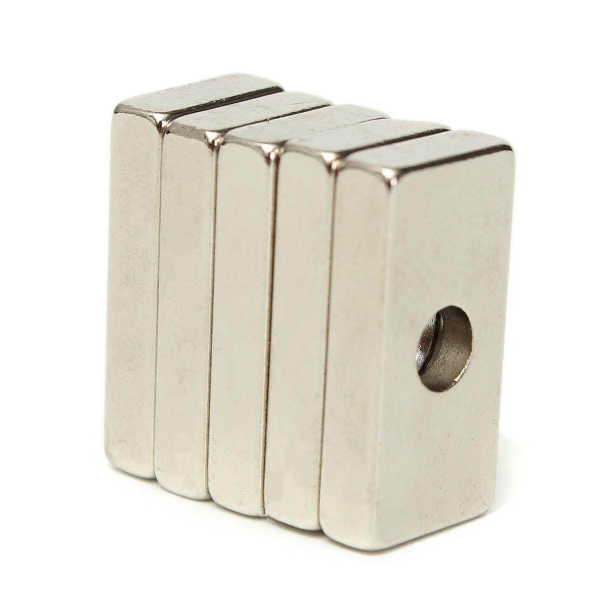 25Pcs N35 Super Strong Block Magnets 20x10x4mm Hole 4mm Rare Earth Neodymium