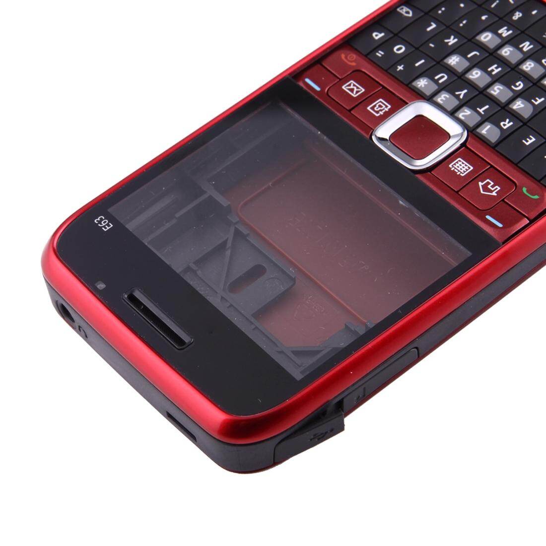 SmartPhonemall Vỏ Toàn Bộ Thân Máy (Nắp Trước + Mép Viền Khung Giữa + Nắp Lưng + Bàn Phím) Cho Nokia E63 (Đen)