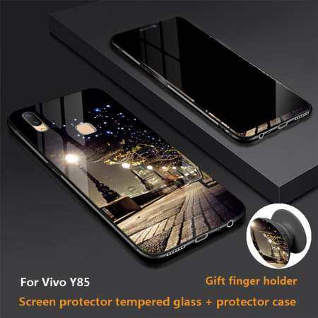 สำหรับ Vivo Y85 (Y85A/V9) 360 องศาคลุมทั้งหมดกระจกป้องกันมือถือเคสสำหรับ VIVO Y85A/Y85/V9 ปลอกป้องกันโทรศัพท์มือถือฝาครอบกรณี, ปกป้องหน้าจอกระจกเทมเปอร์ + Case + ผู้ถือนิ้วมือ
