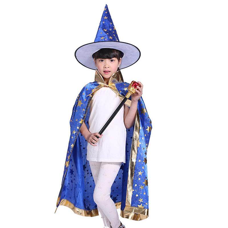 BZY Childrens' Halloween Costume Wizard Witch Cloak Cape Robe and Hat for Boys and Girls