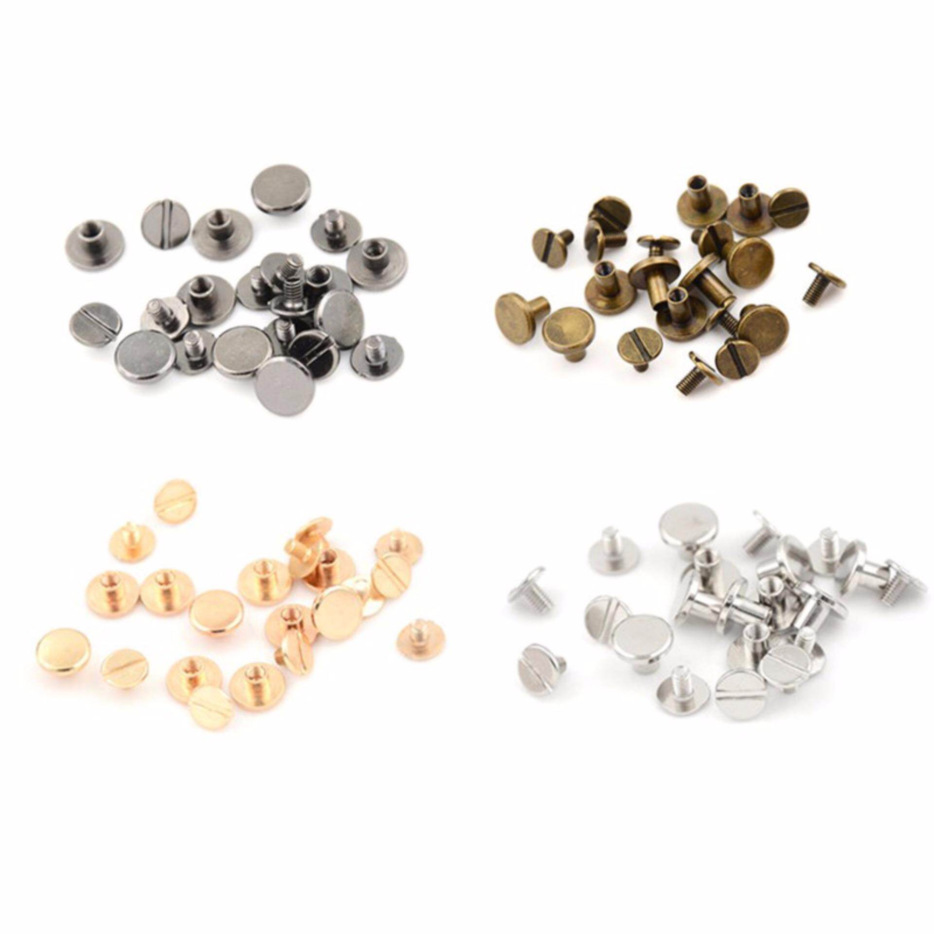 10set Flat Head Brass Solid Stud Screw Nail Rivets Leather Craft Wallet Belt DIY