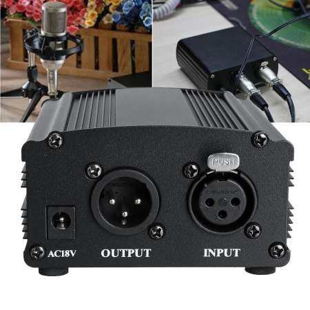 DC 48 โวลต์ Phantom แหล่งจ่ายไฟ 220 โวลต์ + อะแดปเตอร์สำหรับไมโครโฟนคอนเดนเซอร์ไมค์