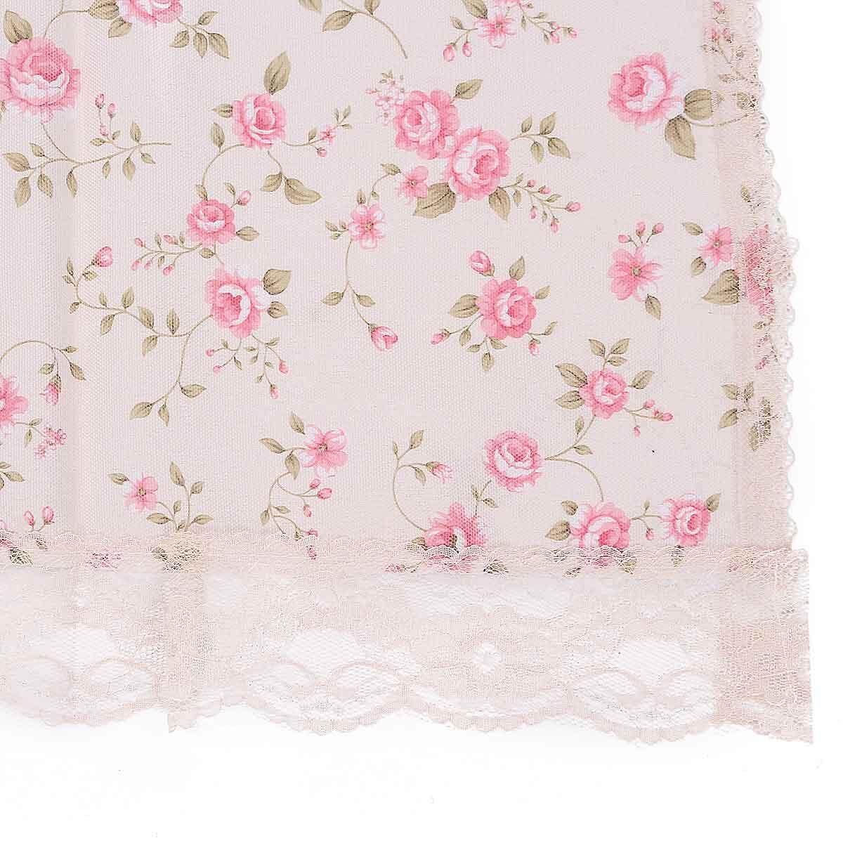 Country Style French Provincial Home Kitchen Blue Pink Rose/Plaid Cafe Curtain