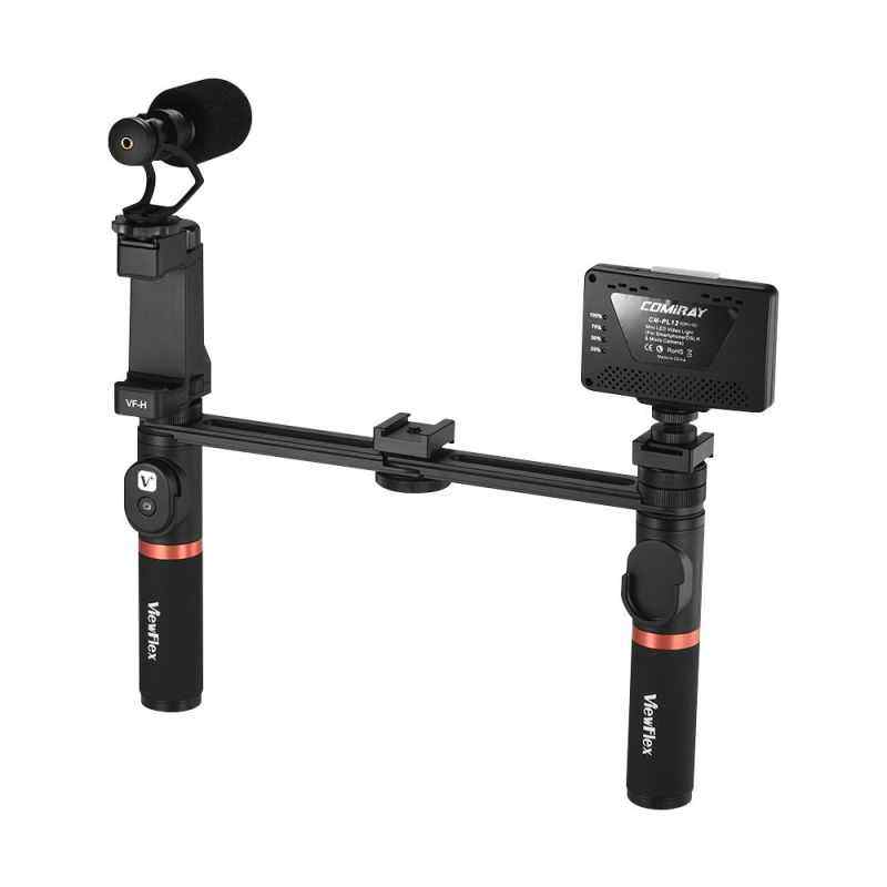 Harga Samsung Galaxy Yang Murah Terbaru Juli 2019 11 Finemall Viewflex VF-H7 Smartphone Video Rig Dual Genggam Pegangan Logam Perlengkapan Penstabil dengan Pengendali Jarak Jauh/Lampu Yang Bisa Diredupkan/Mikrofon untuk iPhone 6 6 S PLUS untuk Samsung Galaxy S8 + S8 Note 3 Huawei