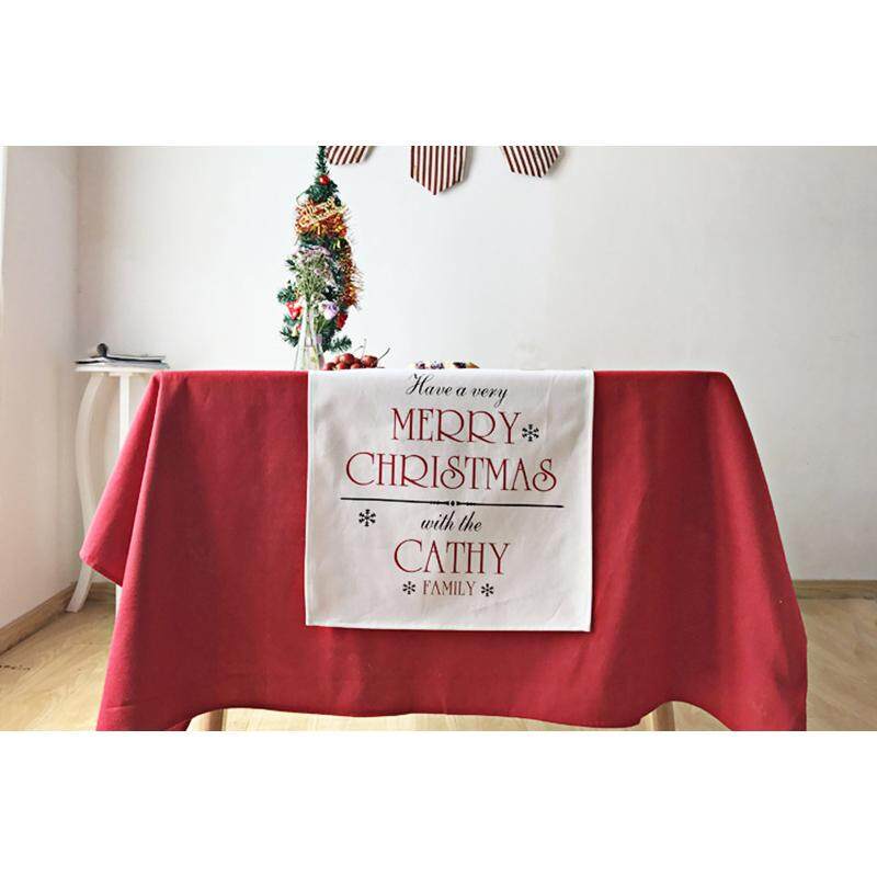 1Pc Christmas Rectangle Tablecloths Xmas Table Runners Mats Table Cloth Covers Christmas Tables Decoration Home Decor # 35*220cm - intl