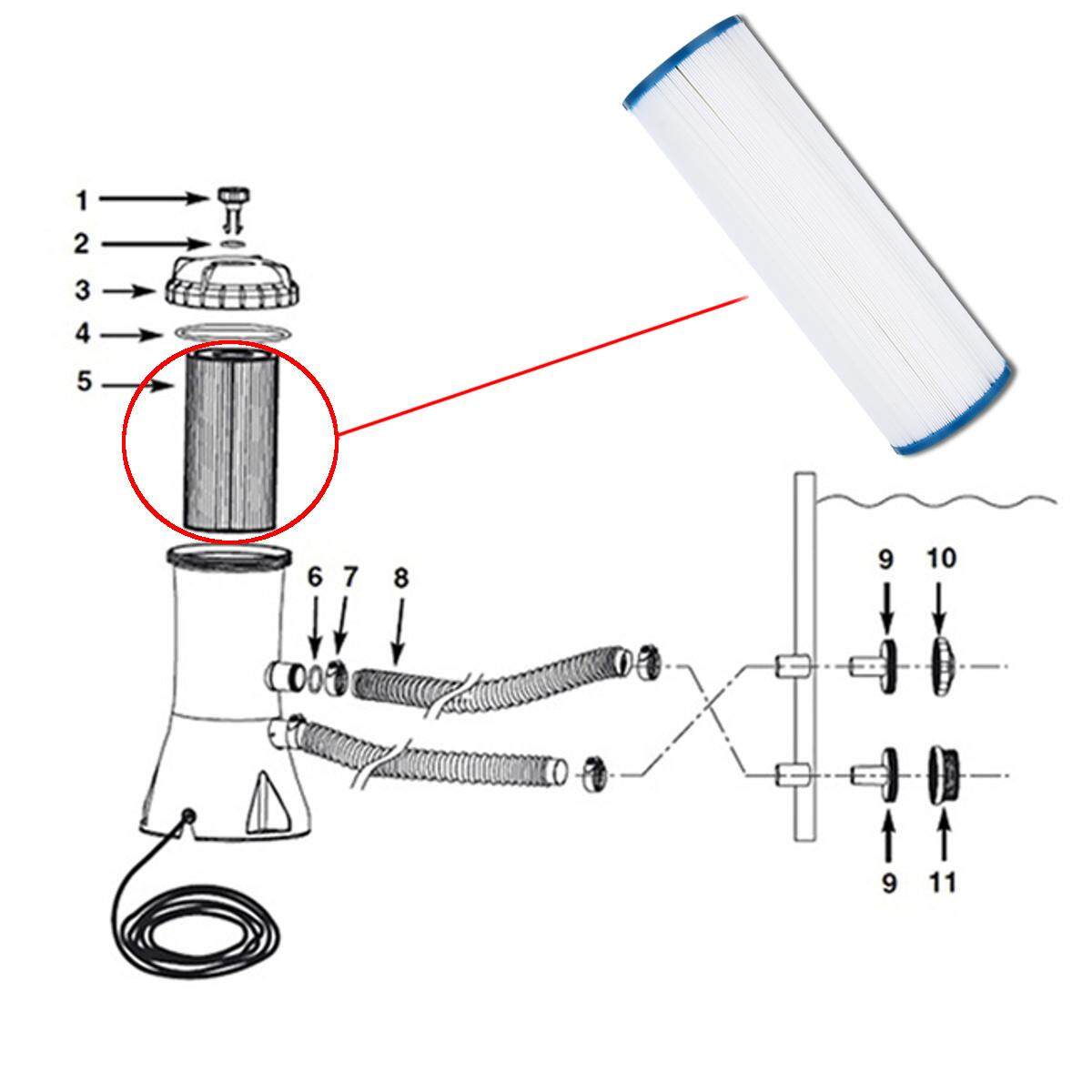 Bơm Bể bơi Phao bơi Thay Thế Lõi Lọc Cho Intex Lọc Bơm KLDS100-85